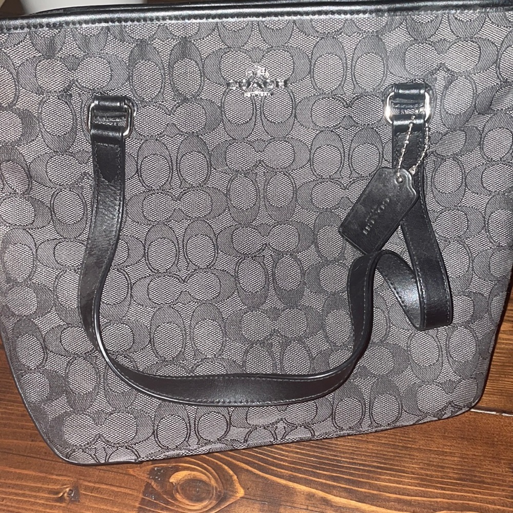 Signature canvas with leather straps coach purse